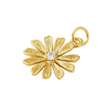 Side view of the Gold Flower with Rhinestone Center Charm
