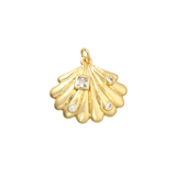 Front View of the Gold Lyra Shell with Cubic Zirconia Charm