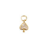 Front View of the Gold Shimmer Spade with Cubic Zirconia Charm