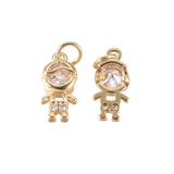 Front and back of the Gold Tiny Rhinestone Boy Charm