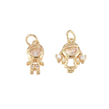 Front of the Gold Tiny Rhinestone Boy and Girl Charms