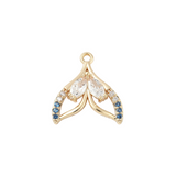 Gold Whale Tail Whisper with Cubic Zirconia Charm