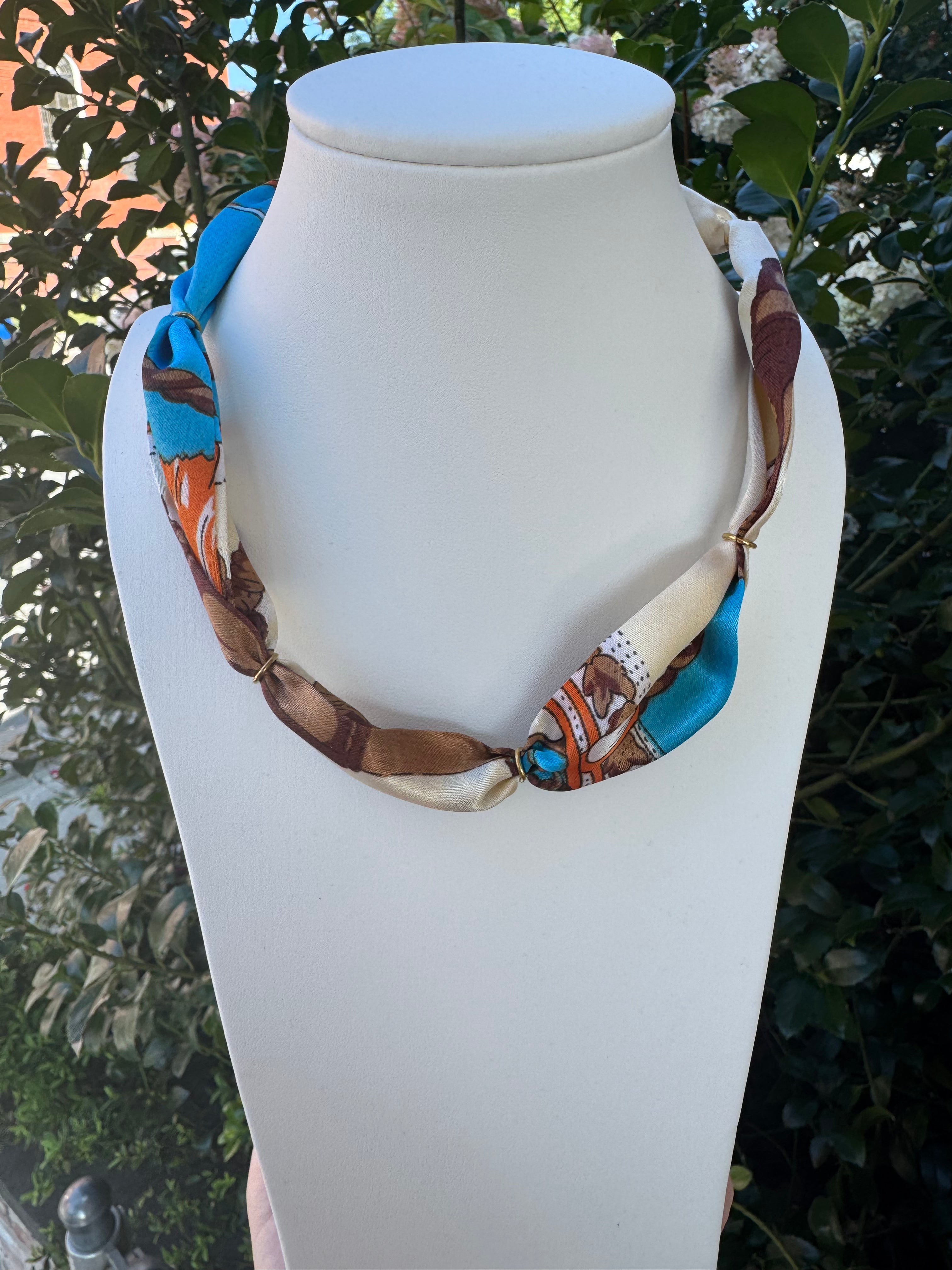 Blue Bubble Scarf Necklace