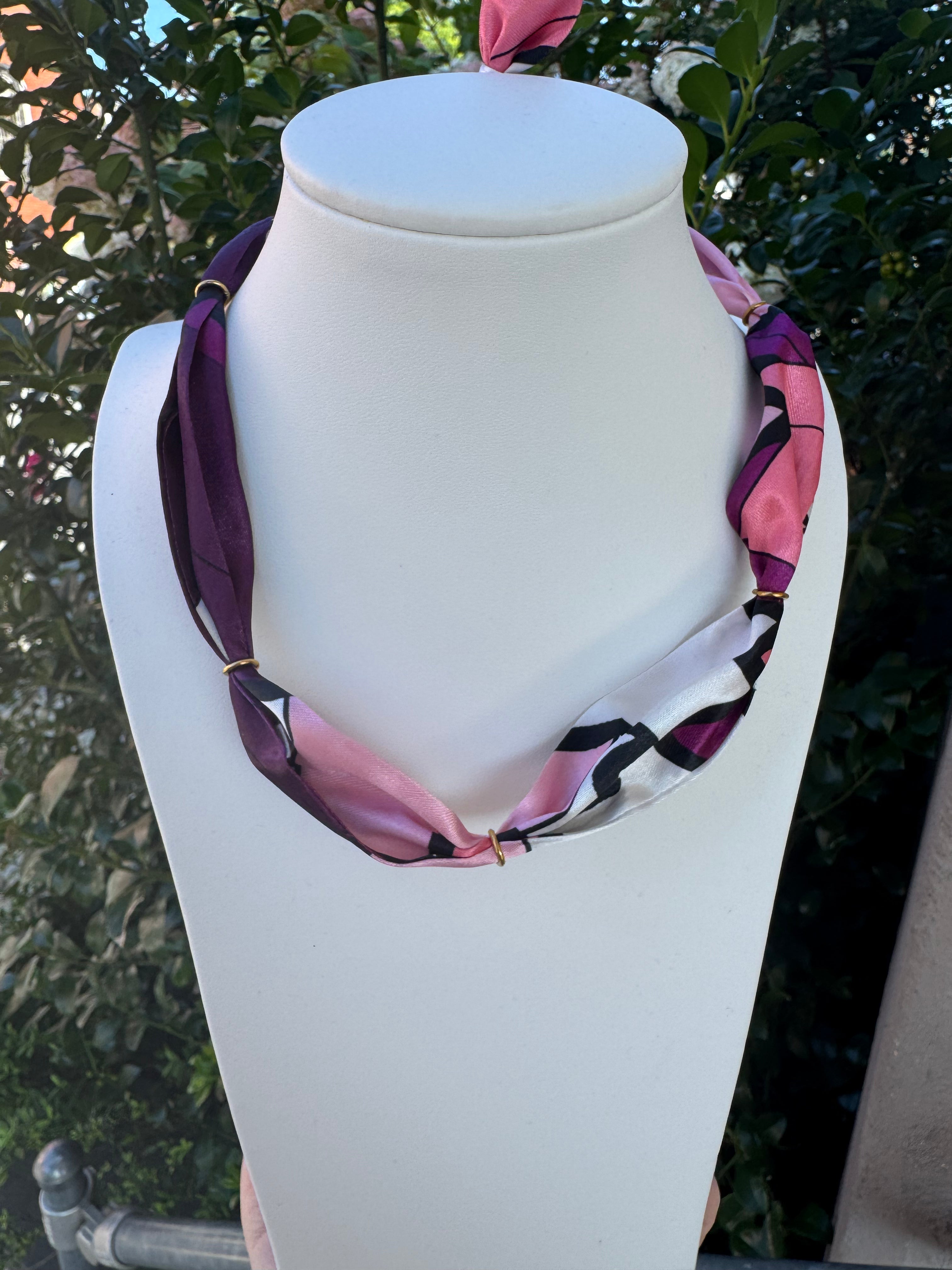 Purple & Pink Bubble Scarf Necklace