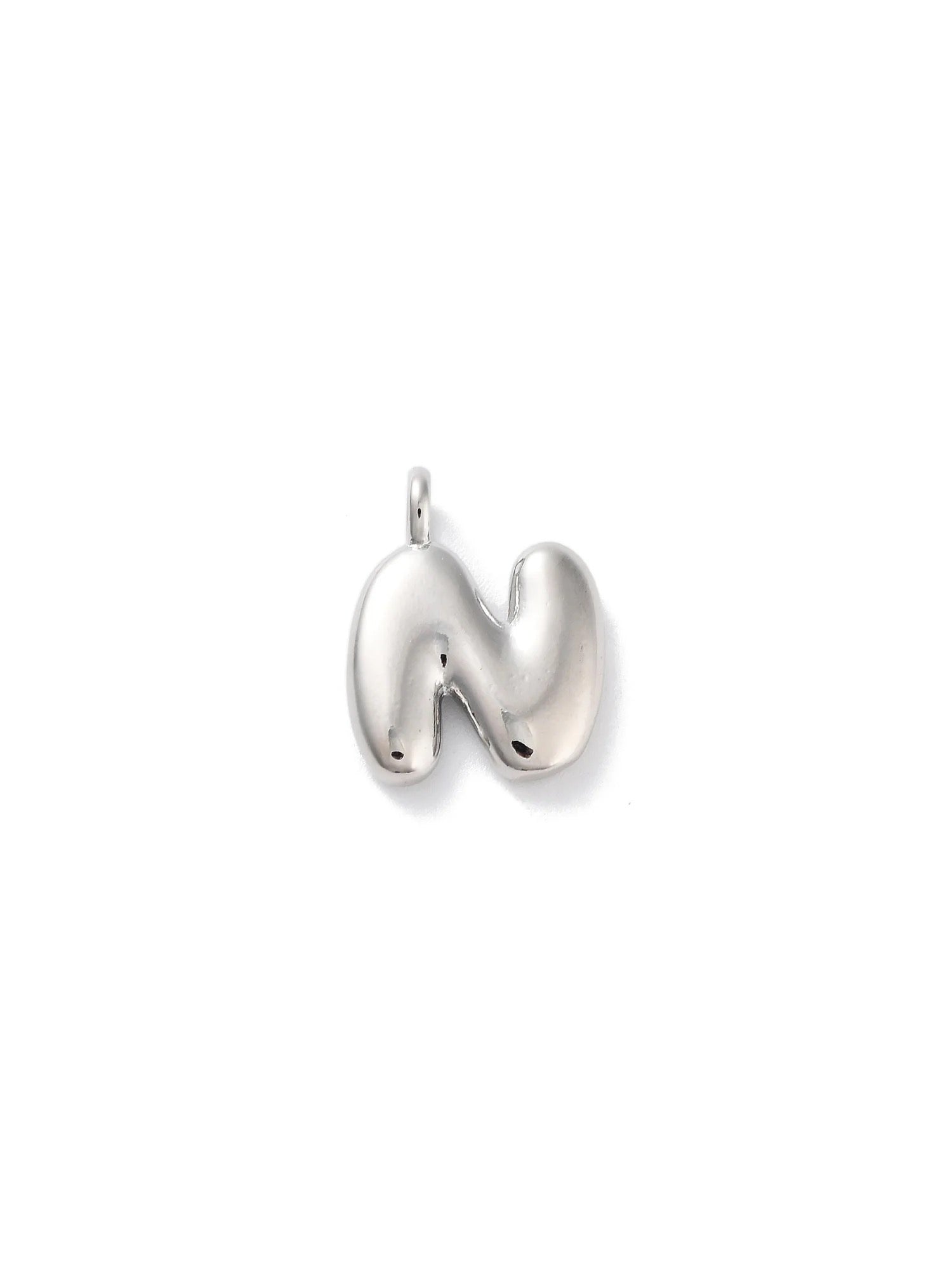 Silver Bubble Initial Letter | Alphabet Charm | Letter N