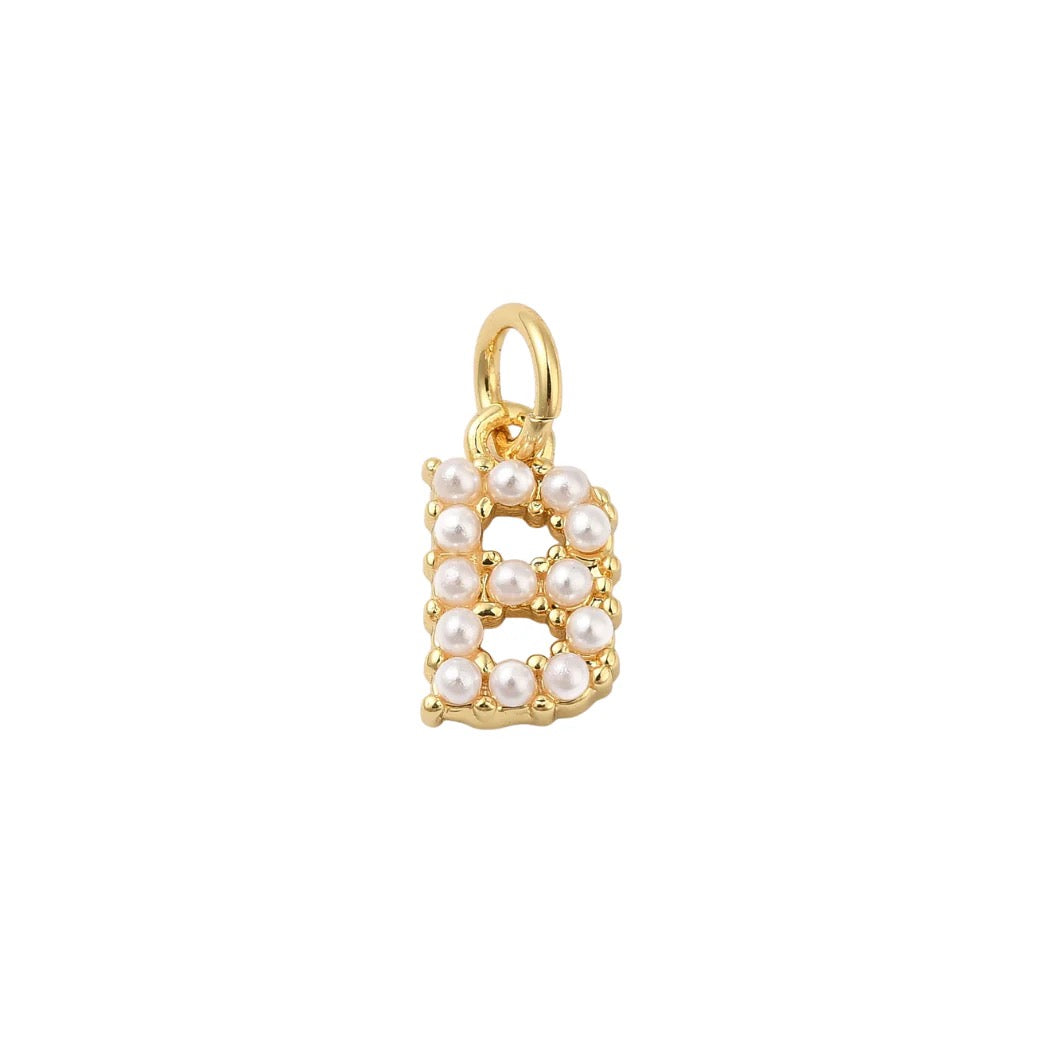 Gold Large Pearl Initial Letter | Alphabet Charm | Letter B
