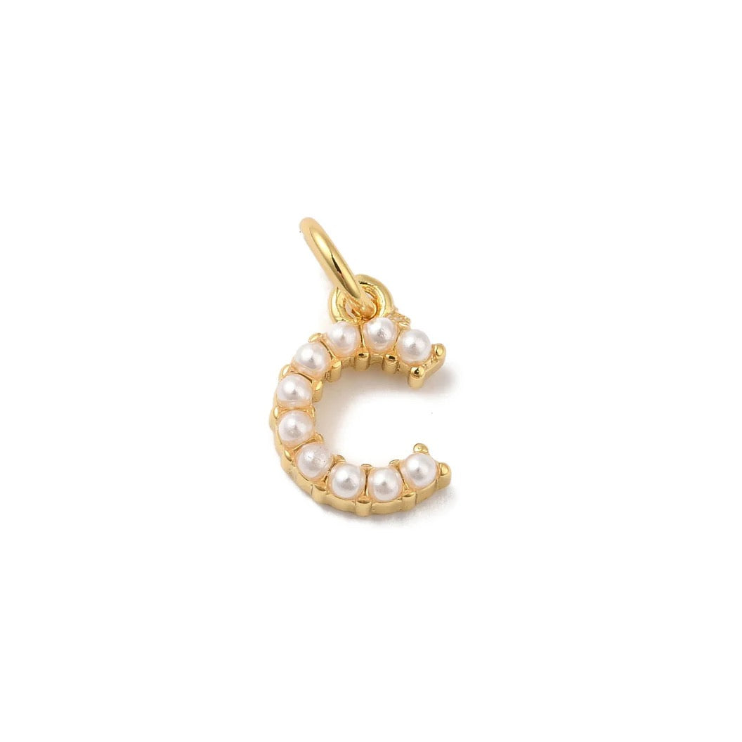 Gold Large Pearl Initial Letter | Alphabet Charm | Letter C