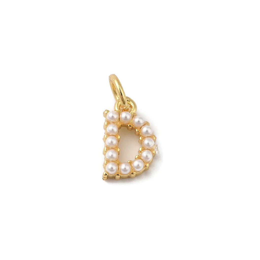 Gold Large Pearl Initial Letter | Alphabet Charm | Letter D