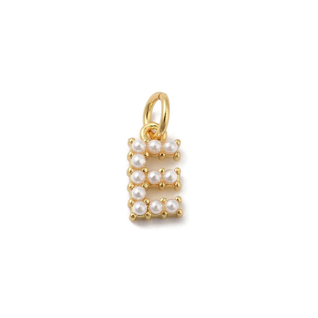 Gold Large Pearl Initial Letter | Alphabet Charm | Letter E