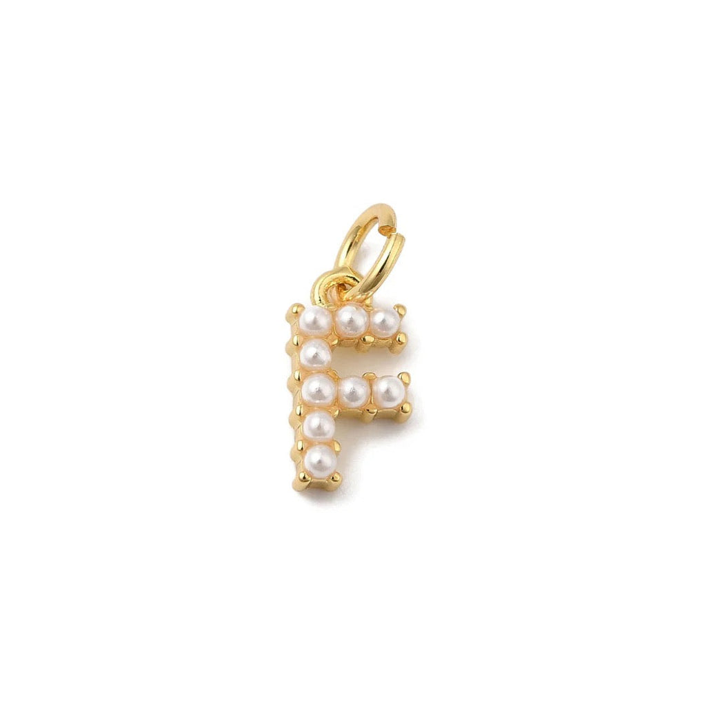 Gold Large Pearl Initial Letter | Alphabet Charm | Letter F