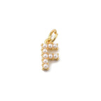 Gold Large Pearl Initial Letter | Alphabet Charm | Letter F