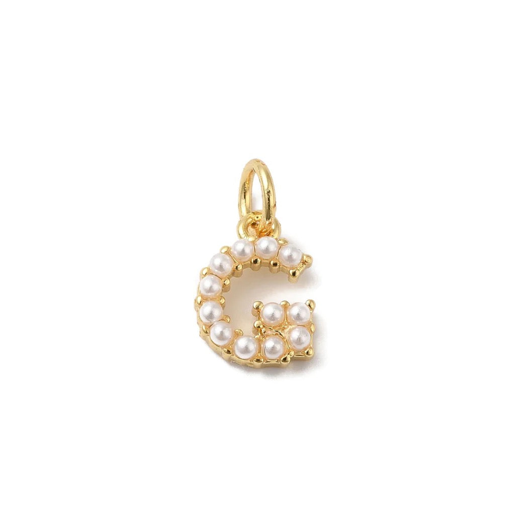 Gold Large Pearl Initial Letter | Alphabet Charm | Letter G