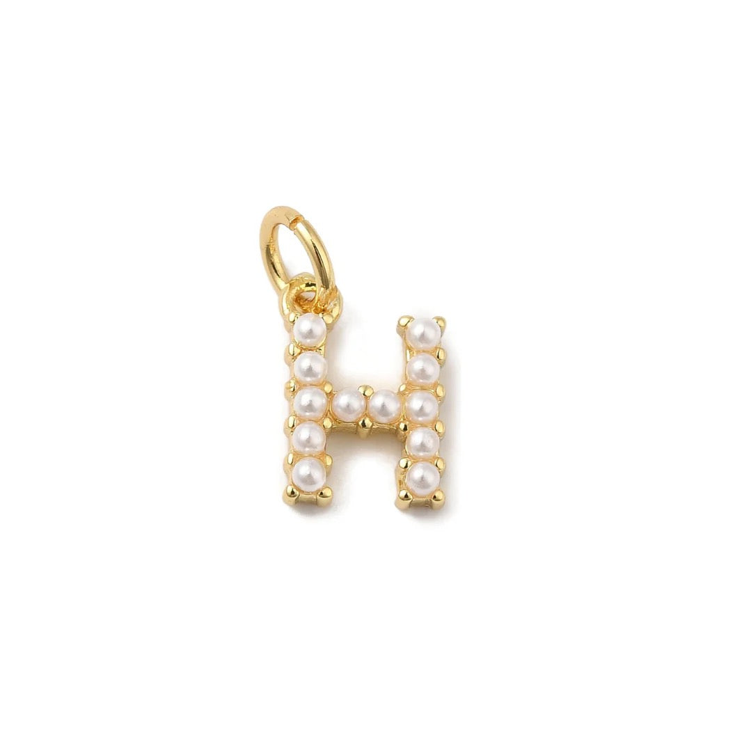 Gold Large Pearl Initial Letter | Alphabet Charm | Letter H