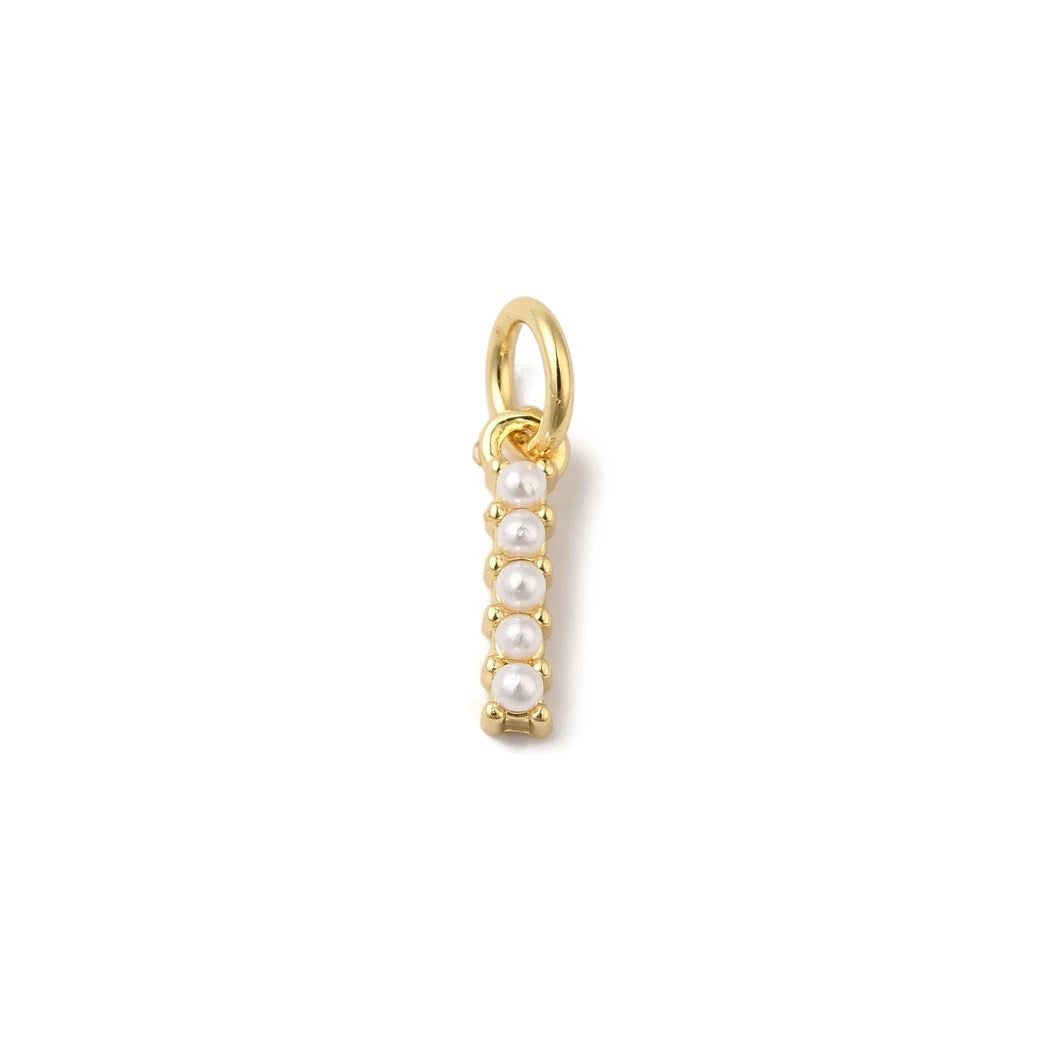Gold Large Pearl Initial Letter | Alphabet Charm | Letter I