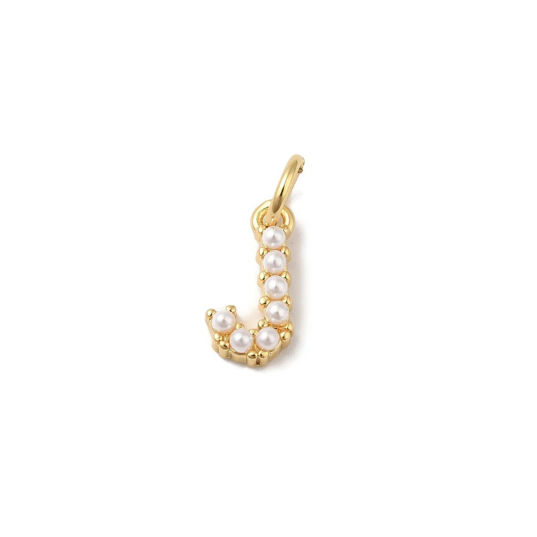 Gold Large Pearl Initial Letter | Alphabet Charm | Letter J