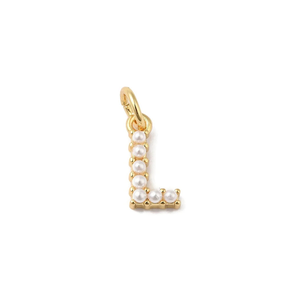 Gold Large Pearl Initial Letter | Alphabet Charm | Letter L