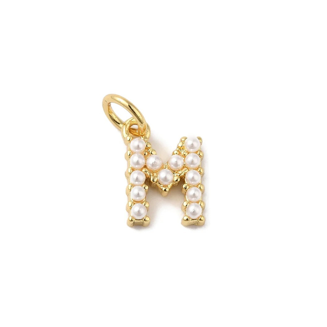 Gold Large Pearl Initial Letter | Alphabet Charm | Letter M