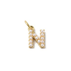 Gold Large Pearl Initial Letter | Alphabet Charm | Letter N