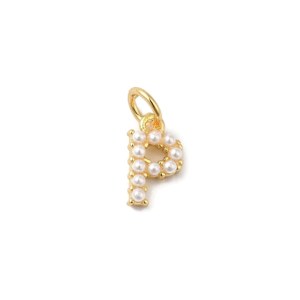 Gold Large Pearl Initial Letter | Alphabet Charm | Letter P