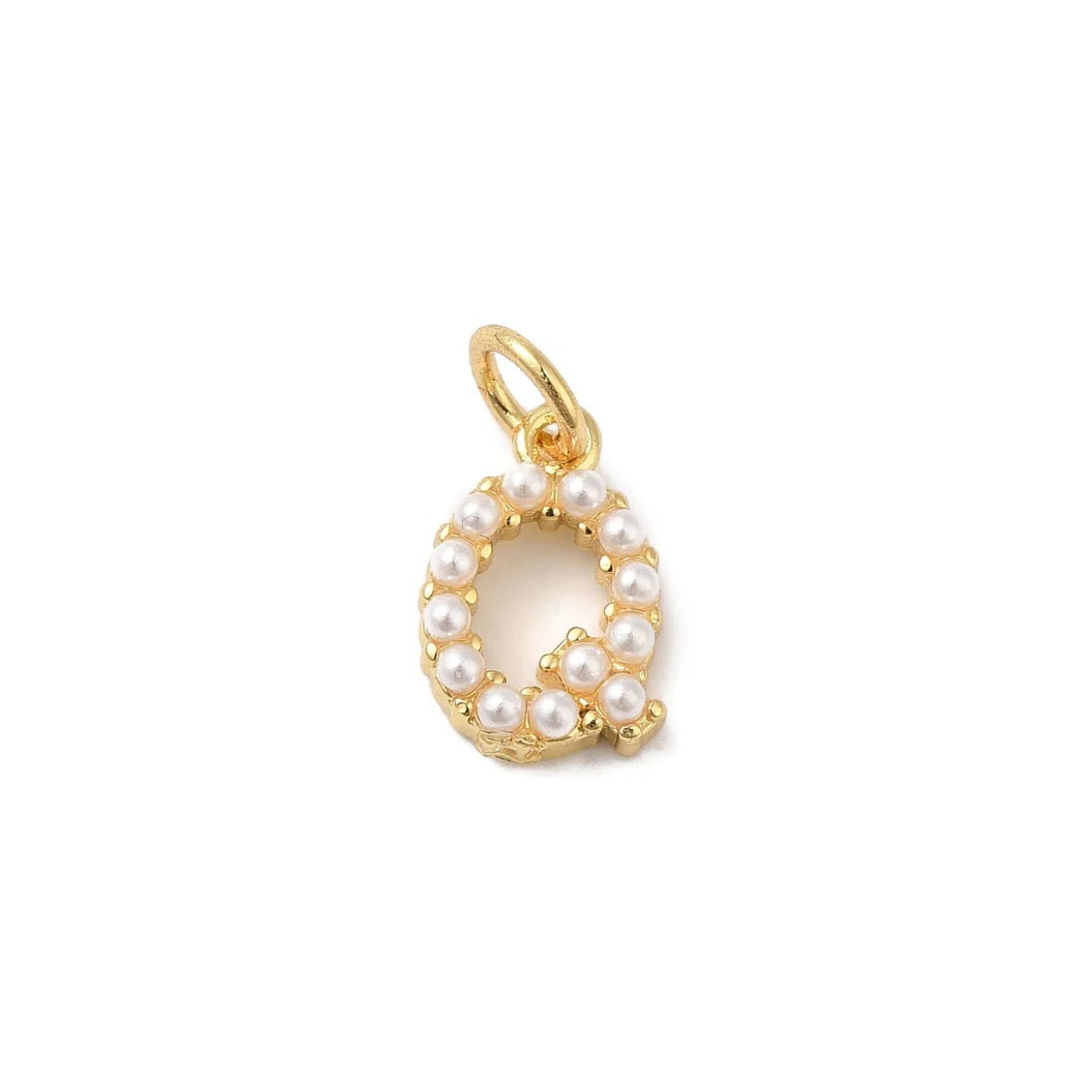 Gold Large Pearl Initial Letter | Alphabet Charm | Letter Q
