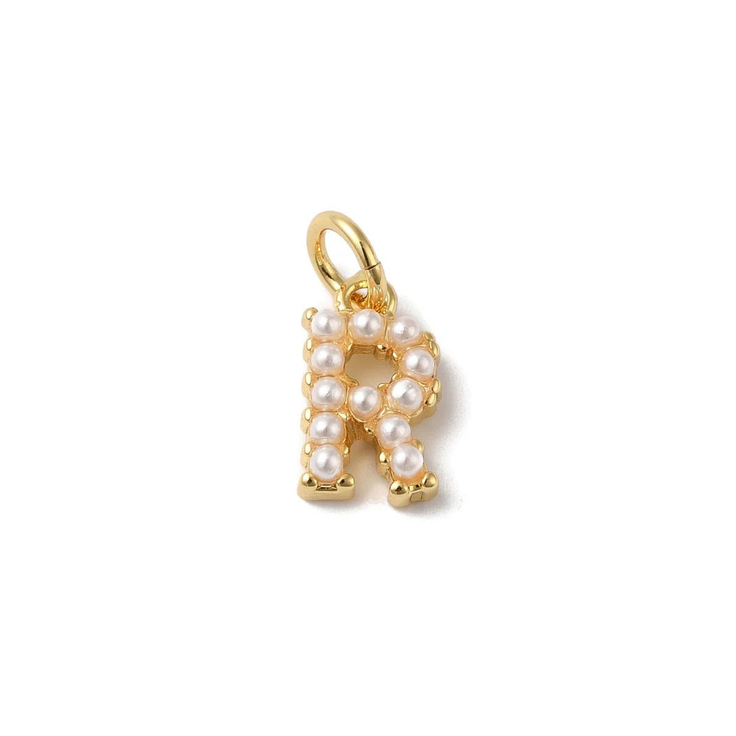Gold Large Pearl Initial Letter | Alphabet Charm | Letter R