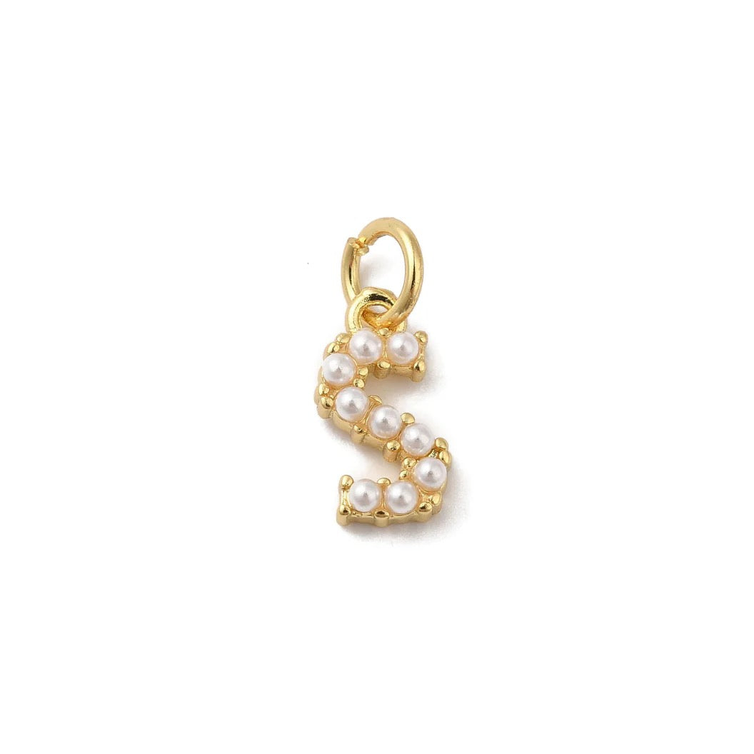 Gold Large Pearl Initial Letter | Alphabet Charm | Letter S