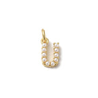 Gold Large Pearl Initial Letter | Alphabet Charm | Letter U