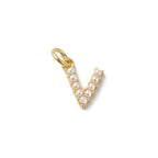 Gold Large Pearl Initial Letter | Alphabet Charm | Letter V