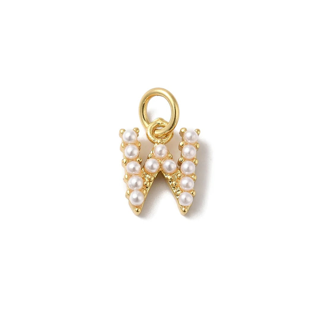 Gold Large Pearl Initial Letter | Alphabet Charm | Letter W