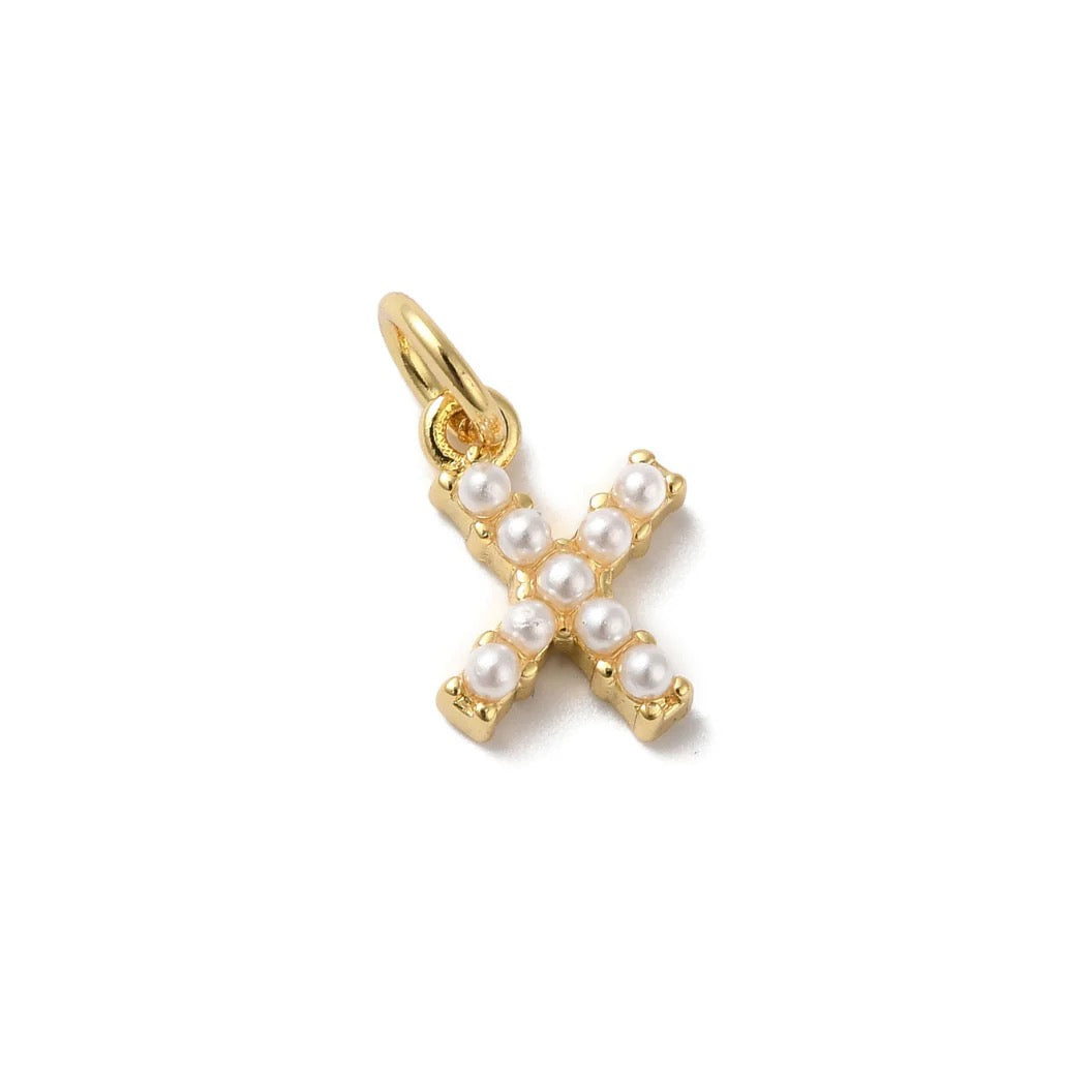 Gold Large Pearl Initial Letter | Alphabet Charm | Letter X