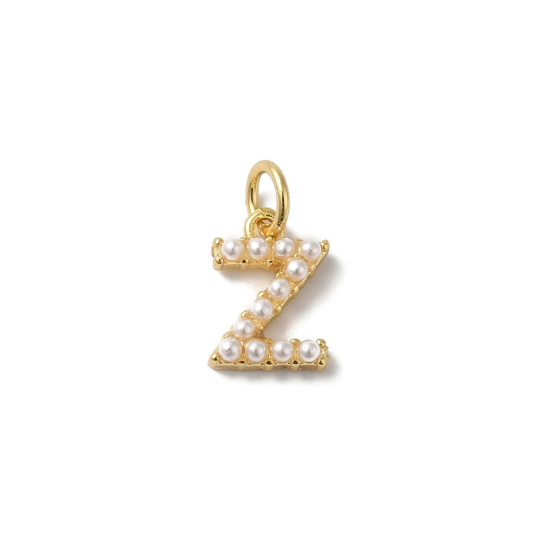 Gold Large Pearl Initial Letter | Alphabet Charm | Letter Z