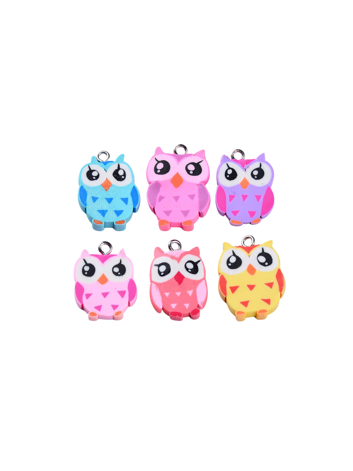 Front of six Owl Lanyard Charms | Assorted
