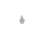 Silver Cubic Zirconia Paw Print - front view 