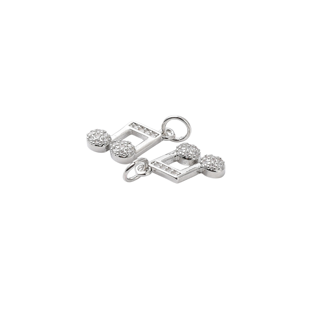 Front & side view of the Silver Cubic Zirconia Joyful Melody Charm