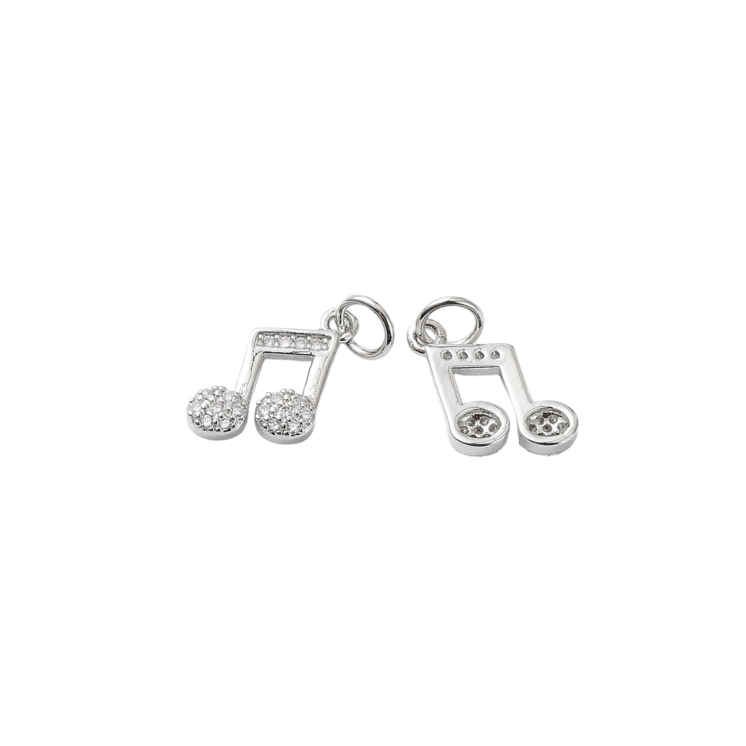 Front & back view of the Silver Cubic Zirconia Joyful Melody Charm