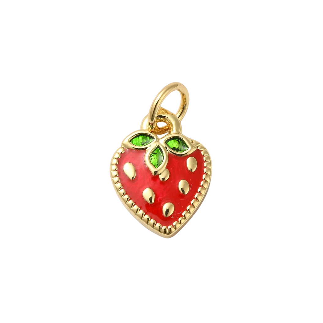 Front view of the Gold Strawberry Sparkle Charm