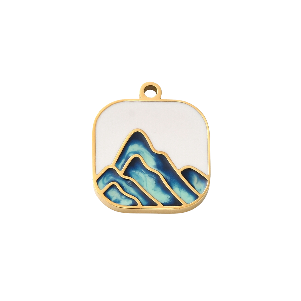 Front view of the Gold Mountain Range Pendant Charm