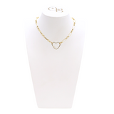 Front view of the Gold Anna Necklace with Heart Gabi Carabiner on CB Bust