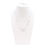 Front of Silver Ashley Necklace with Piper Carabiner on CB Bust