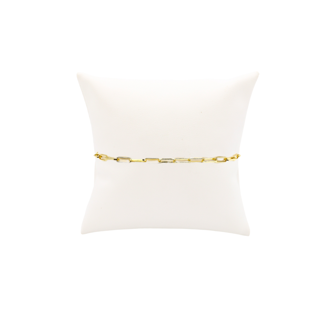 Front of Gold Ashley Paperclip Chain Charm Bracelet