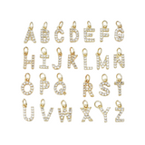 Front view of the Gold Micro Pave Clear Cubic Zirconia Initial Letter | Alphabet Charm Set