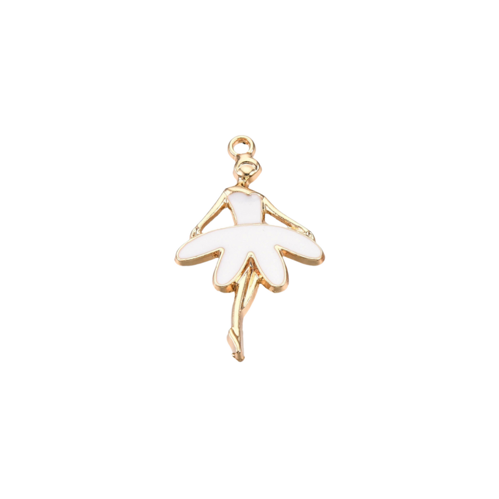 Gold and White Ballerina Charm
