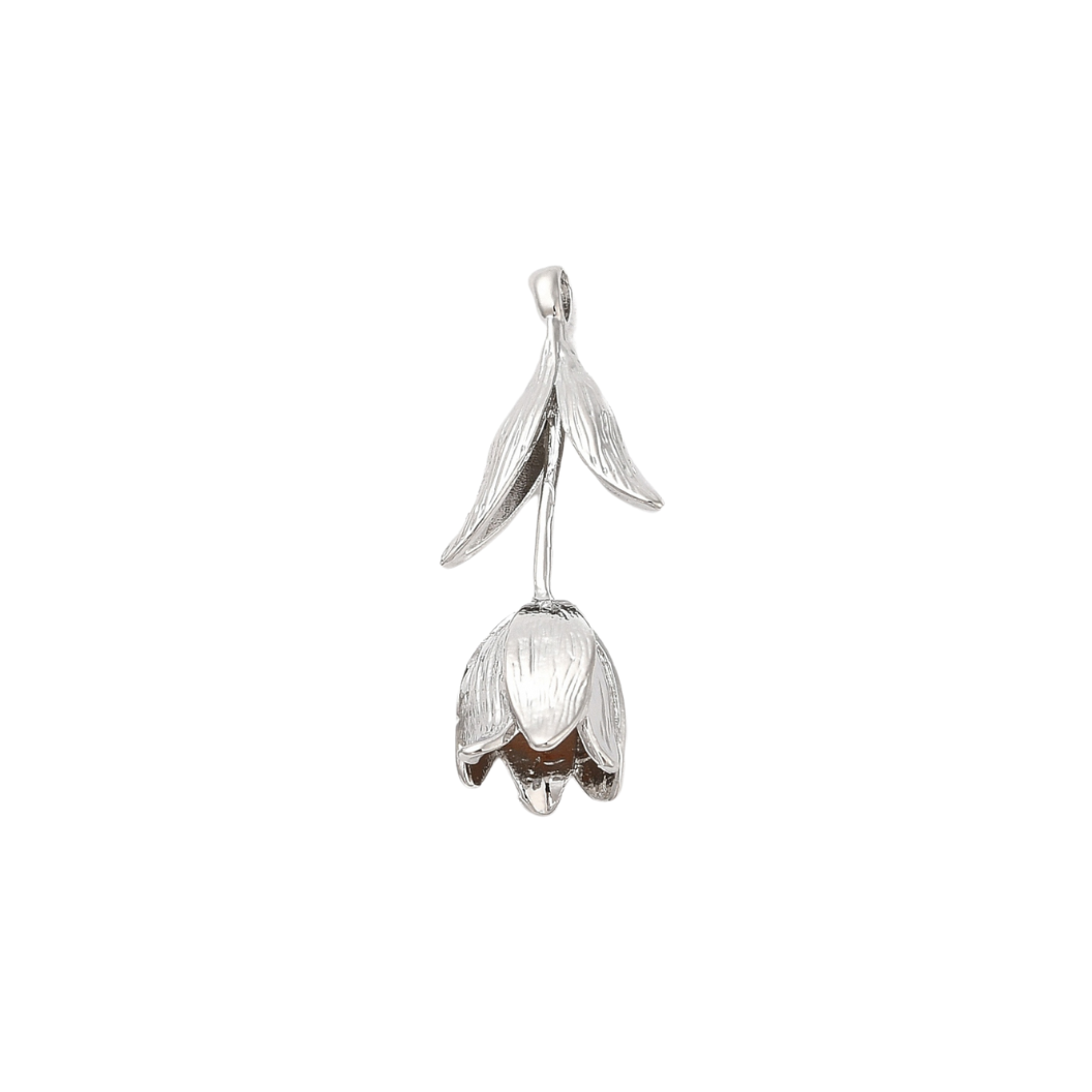 Front of Silver Etched Tulip Charm