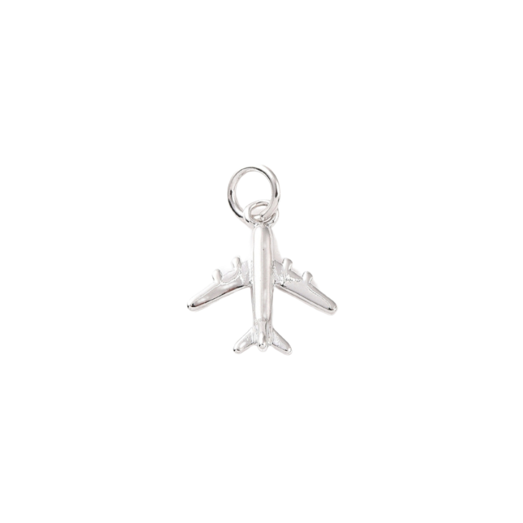 Front of Silver Take Me Away Airplane Charm