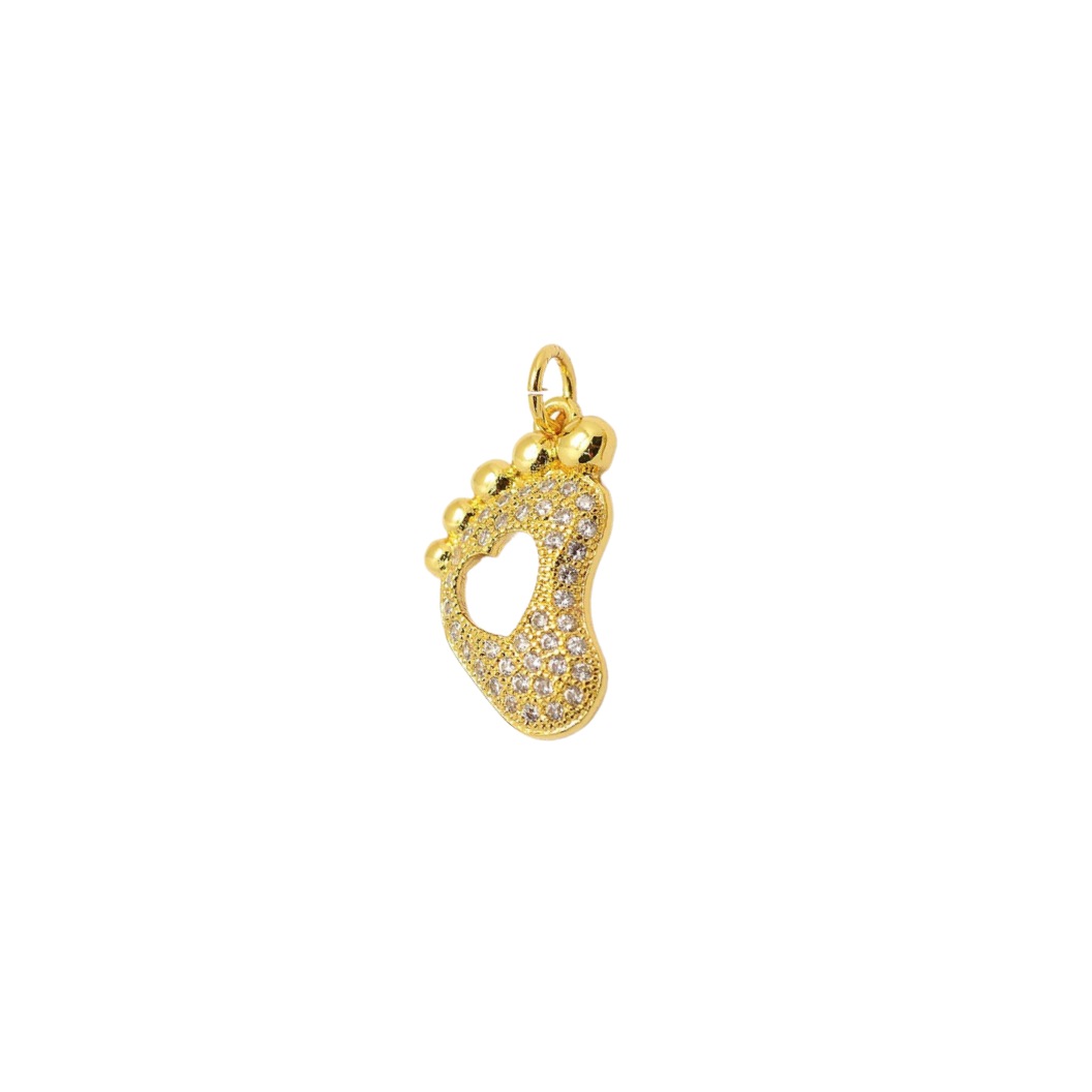 Front of Gold Pave Baby Foot Charm