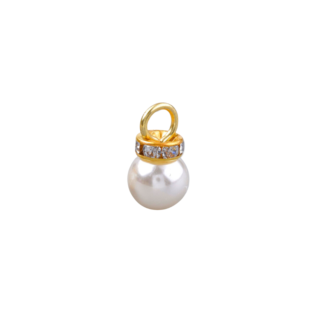 Gold Pearl and Rhinestone Collared Charm