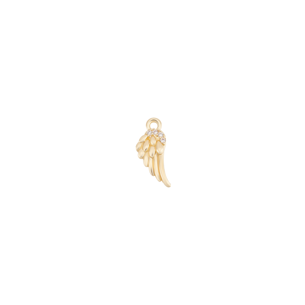 Front view of the Gold Angel Wing Charm