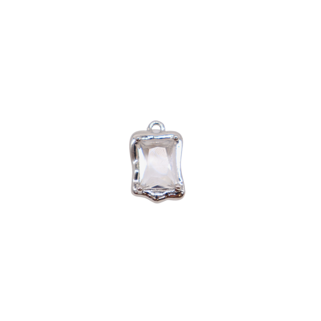 Front of the Silver Mirror Glass Frame Charm
