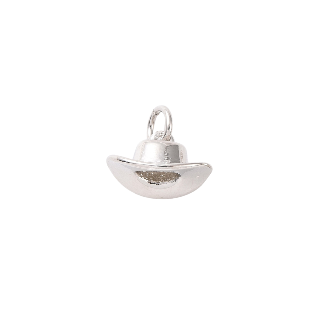 Front of Silver Giddy Up! Cowgirl Hat Charm