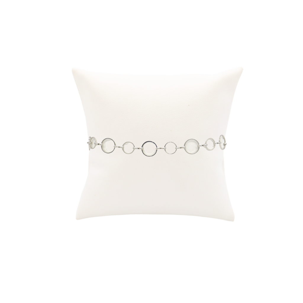 Front view of the Silver Emilia Charm Bracelet